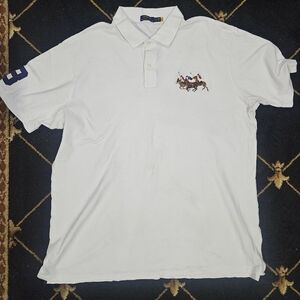 Polo Ralph Lauren Men's Three Pony Polo Shirts 1/4 Buttons White 3XLT